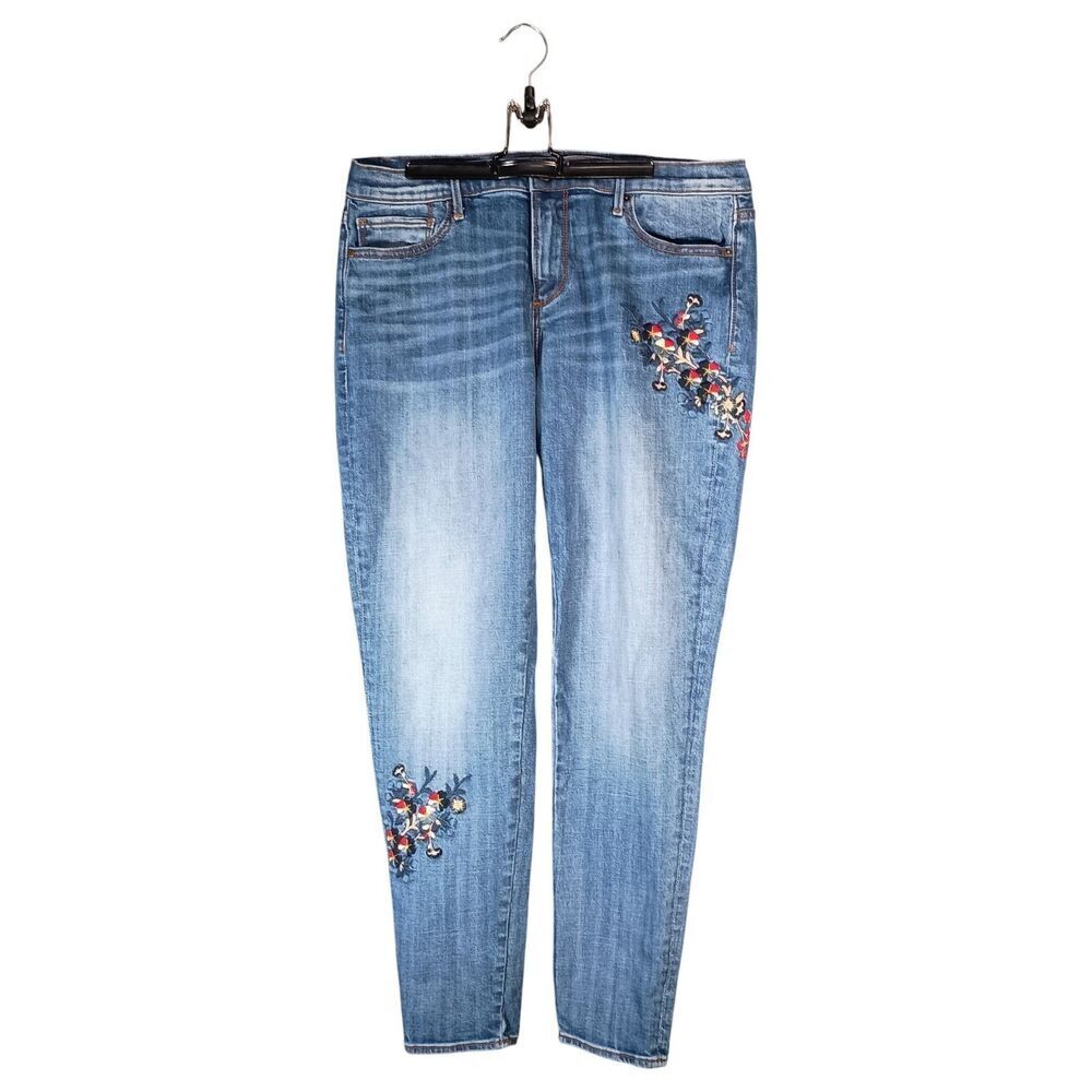 Driftwood Beau Floral Embroidered Boho Skinny Jeans Womens 30 Mid Rise